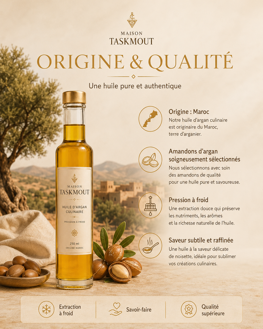 Huile d'Argan Culinaire — Maison Taskmout