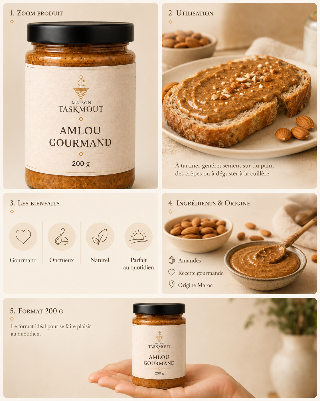 Amlou Gourmand – Amande, miel et huiles végétales