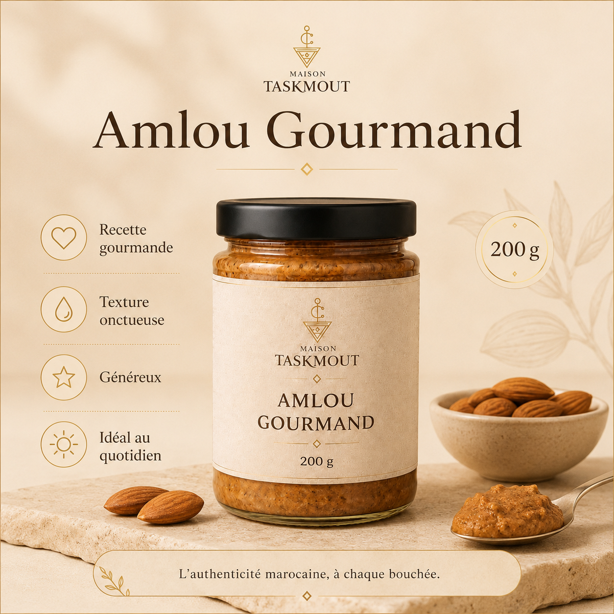 Amlou Gourmand – Amande, miel et huiles végétales